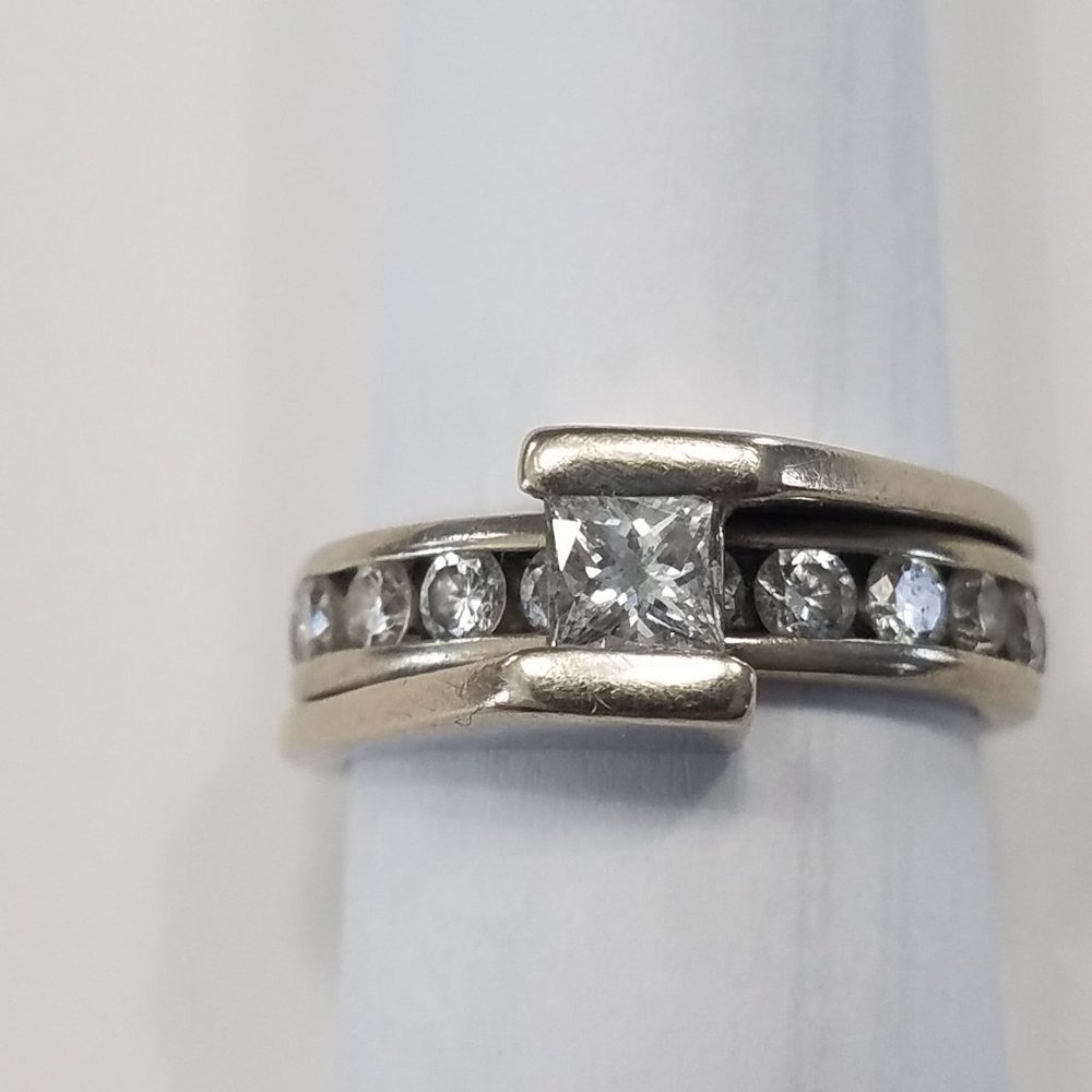 Helzberg Diamonds White and Silver Channel-Set Diamond Ring